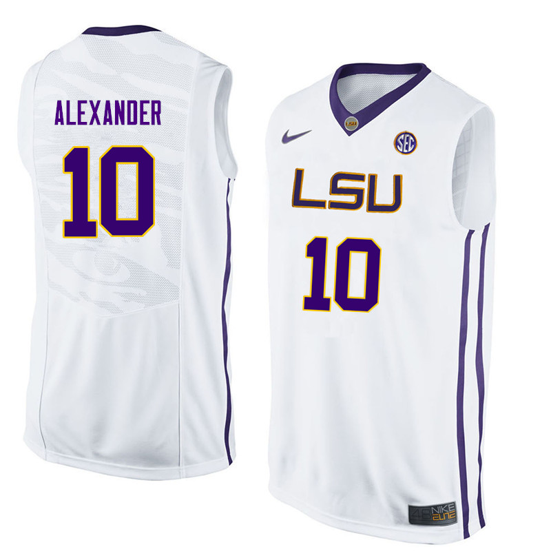 Men #10 Galen Alexander LSU Tigers College Basketball Jerseys Sale-White
